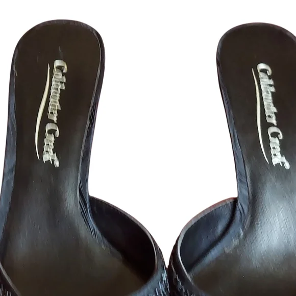 Coldwater Creek Womens Black Textured Fabric Sequin Kitten Heel Mules Holidays - Picture 4 of 15